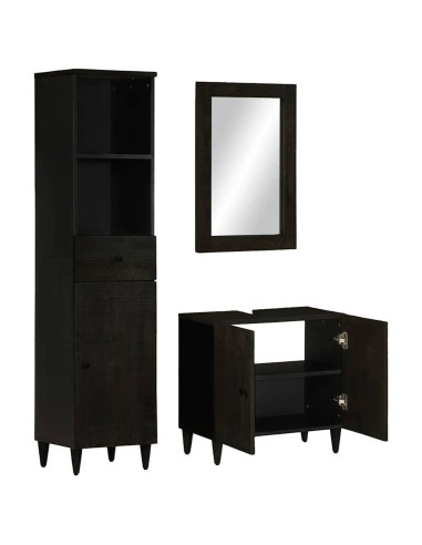 Set Mobili da Bagno 3pz in Legno Massello di Mango