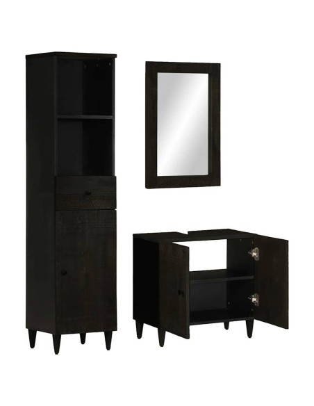 Set Mobili da Bagno 3pz in Legno Massello di Mango
