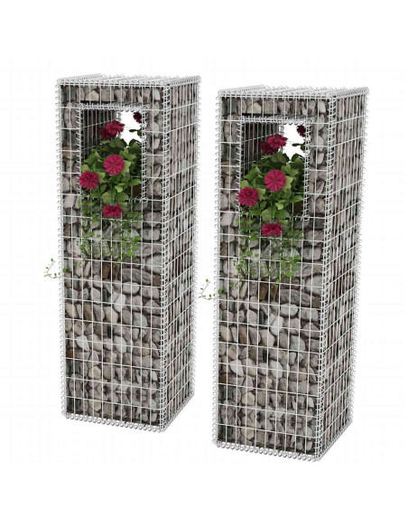 Pali/Fioriere in Gabbione in Rete 2 pz in Acciaio 50x50x160 cm