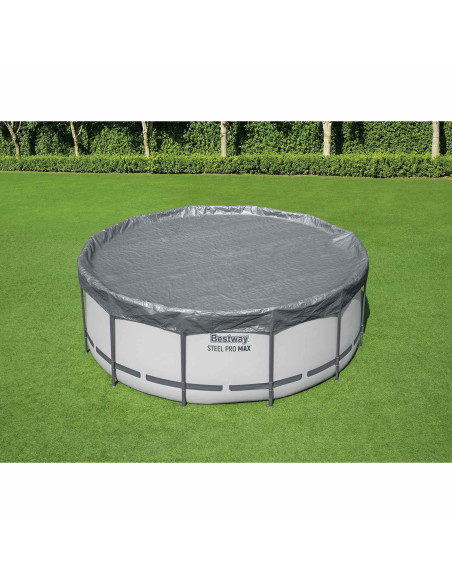 Bestway Copertura per piscina Ø3,66 m Rotondo Poliestere Grigio