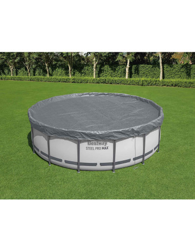 Bestway Copertura per piscina Ø4,27 m Rotondo Poliestere Grigio
