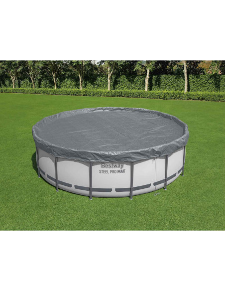 Bestway Copertura per piscina Ø4,27 m Rotondo Poliestere Grigio