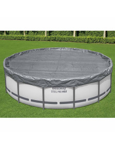 Bestway Copertura per piscina Ø4,57 m Rotondo Poliestere Grigio
