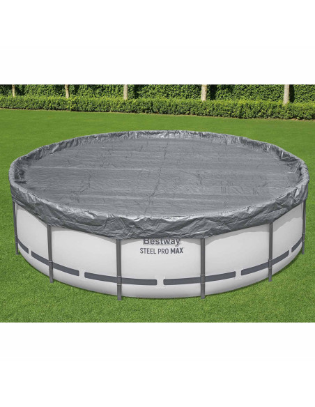 Bestway Copertura per piscina Ø4,57 m Rotondo Poliestere Grigio