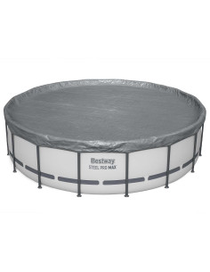 Bestway Copertura per piscina Ø4,88 m Rotondo Poliestere Grigio