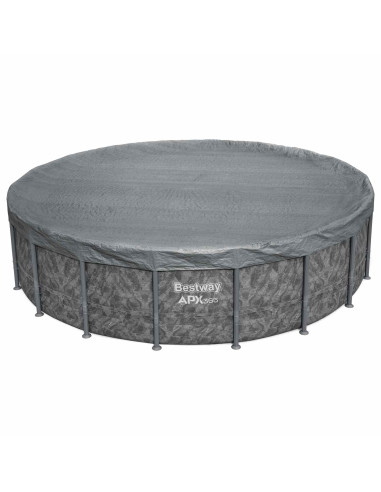 Bestway Copertura per piscina Ø5,49 m Rotondo Poliestere Grigio