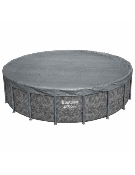 Bestway Copertura per piscina Ø5,49 m Rotondo Poliestere Grigio