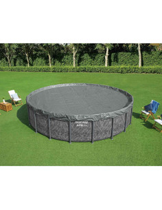 Bestway Copertura per piscina Ø6,1 m Rotondo Poliestere Grigio
