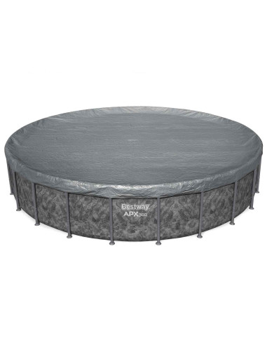 Bestway Copertura per piscina Ø6,71 m Rotondo Poliestere Grigio