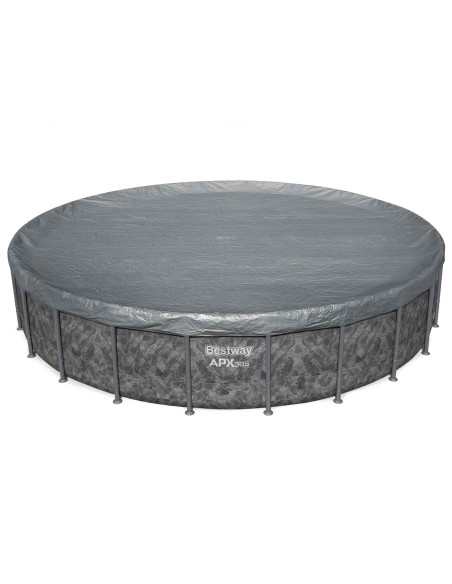 Bestway Copertura per piscina Ø6,71 m Rotondo Poliestere Grigio