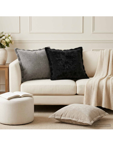 Federa 12 pz HOUTEN Antracite 45 x 45 cm Tessuto Chenille