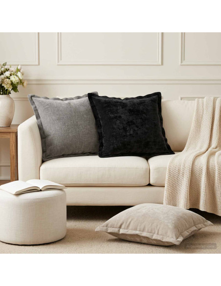 Federa 12 pz HOUTEN Antracite 45 x 45 cm Tessuto Chenille