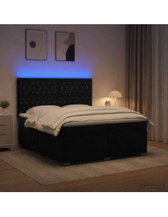 Letto box spring con materasso Nero 200 x 200 cm Velluto