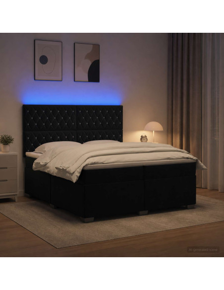 Letto box spring con materasso Nero 200 x 200 cm Velluto