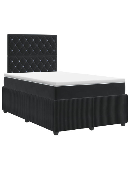 Letto box spring con materasso Nero 120 x 190 cm Velluto