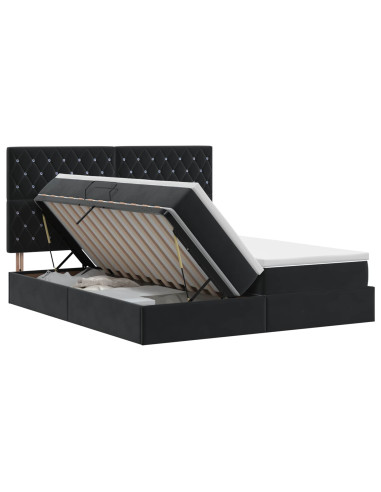 Letto con Contenitore con testiera Nero 200 x 200 cm Velluto