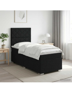 Letto box spring con materasso Nero 80 x 200 cm Tessuto