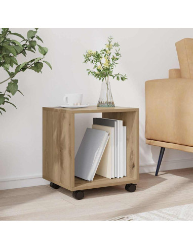 Mobiletto con Ruote Rovere Artigianale 37x33x42,5 cm Truciolato