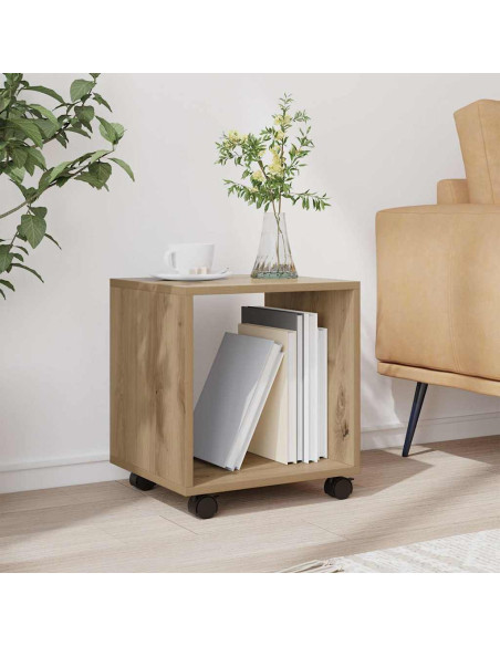 Mobiletto con Ruote Rovere Artigianale 37x33x42,5 cm Truciolato