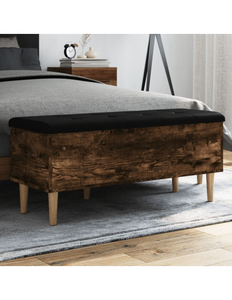 Panca Portaoggetti Rovere Fumo 102x42x46 cm Legno Multistrato