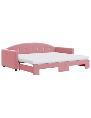 Divano Letto Estraibile con Materassi Rosa 90x200 cm Velluto