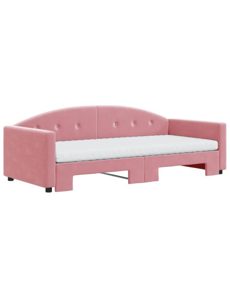 Divano Letto Estraibile con Materassi Rosa 90x200 cm Velluto