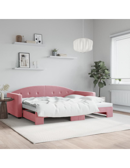 Divano Letto con Letto Estraibile Rosa 90x200 cm in Velluto