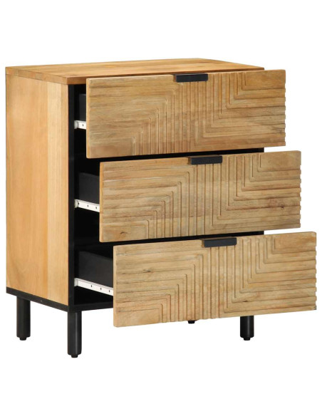 Comodino Marrone 50x33x60 cm in Legno Massello di Mango