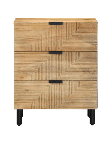 Comodino Marrone 50x33x60 cm in Legno Massello di Mango