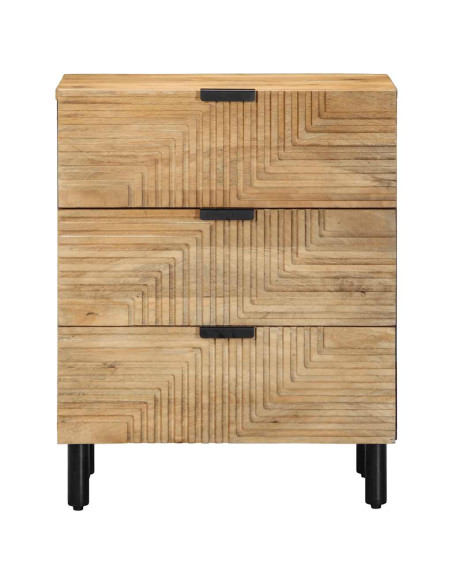 Comodino Marrone 50x33x60 cm in Legno Massello di Mango