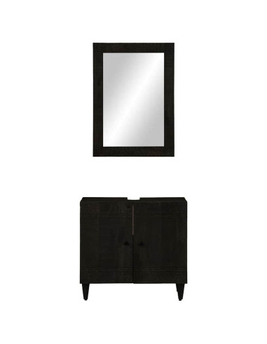 Set Mobili da Bagno 2pz in Legno Massello di Mango