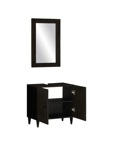 Set Mobili da Bagno 2pz in Legno Massello di Mango