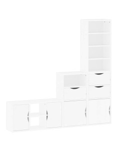 Mobile TV 4 pz con Contenitore ODDA Bianco in Legno di Pino 2