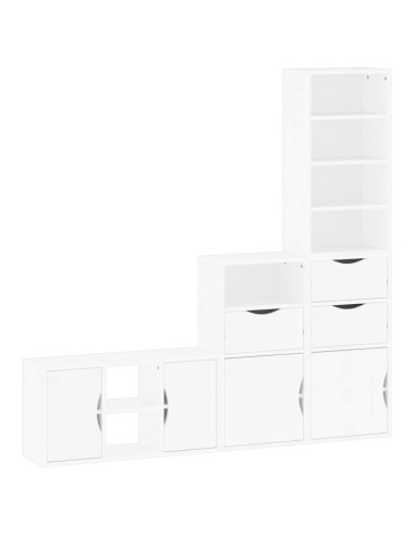 Mobile TV 4 pz con Contenitore ODDA Bianco in Legno di Pino