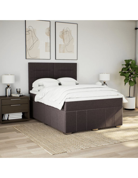 Giroletto a Molle con Materasso Marrone Scuro 160x200cm Tessuto