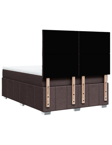 Giroletto a Molle con Materasso Marrone Scuro 160x200cm Tessuto
