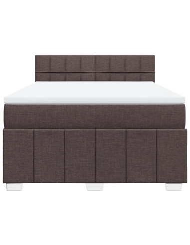Giroletto a Molle con Materasso Marrone Scuro 160x200cm Tessuto