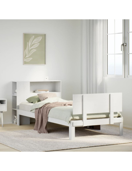 Letto con Libreria senza Materasso 75x190 cm in Legno Pino