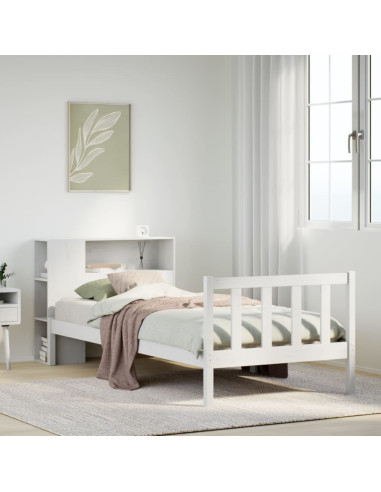 Letto con Libreria senza Materasso 75x190 cm in Legno Pino