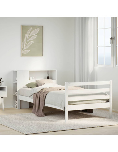 Letto con Libreria senza Materasso 75x190 cm in Legno Pino
