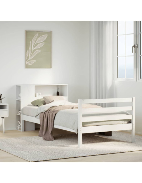 Letto con Libreria senza Materasso 75x190 cm in Legno Pino