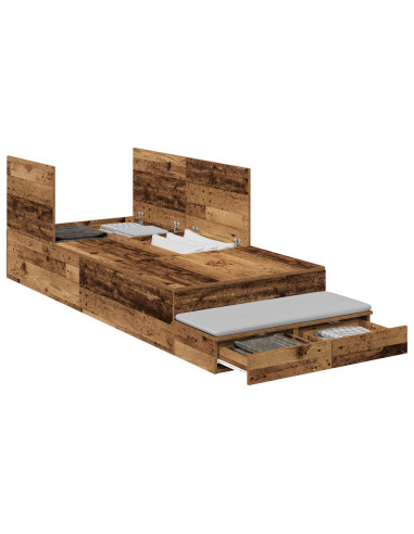 Struttura letto con contenitore con porta Legno vecchio 75 cm
