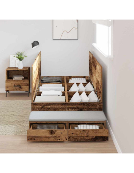 Struttura letto con contenitore con porta Legno vecchio 75 cm