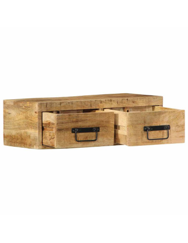Mobile TV a Parete 60x30x19 cm Legno Grezzo Massello di Mango