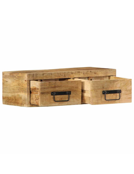 Mobile TV a Parete 60x30x19 cm Legno Grezzo Massello di Mango