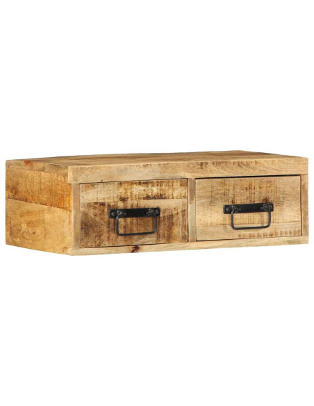 Mobile TV a Parete 60x30x19 cm Legno Grezzo Massello di Mango