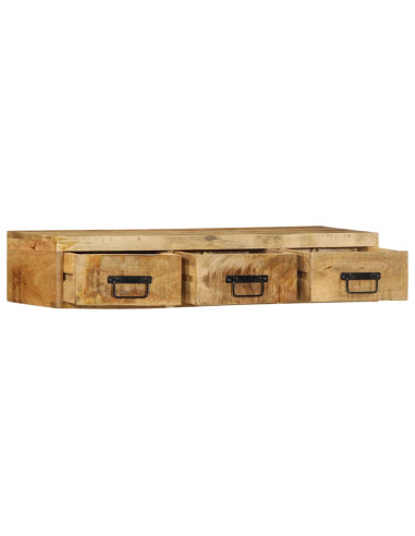 Mobile TV a Parete 100x30x19 cm Legno Grezzo Massello di Mango