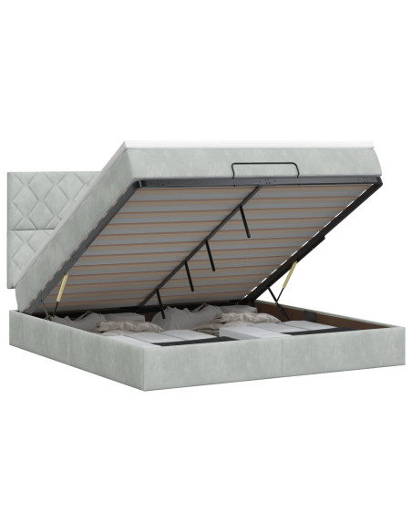 Letto ottomano con materasso Grigio Chiaro 180 x 200 cm Velluto