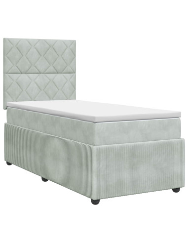 Letto box spring con materasso Grigio Chiaro 90 x 200 cm