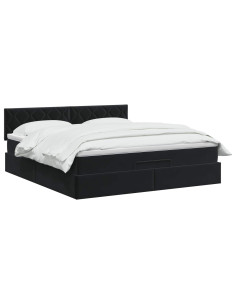 Letto ottomano con materasso Nero 180 x 200 cm Velluto 2